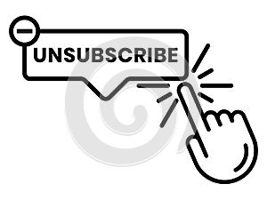 Unsubscribe message / mail button - line art icon for the apps or website