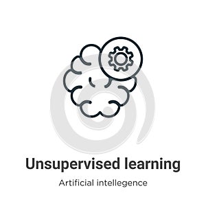 Unsupervised learning outline vector icon. Thin line black unsupervised learning icon, flat vector simple element illustration