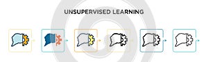 Unsupervised learning vector icon in 6 different modern styles. Black, two colored unsupervised learning icons designed in filled