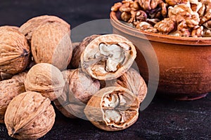 Unsurged walnut and peeled in a cup