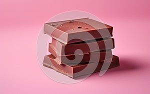 Unsweetened Chocolate Pink Background -Generative Ai photo