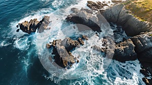 Untamed Majesty: Aerial Glimpse of a Rocky and Rugged Coastal Wonder