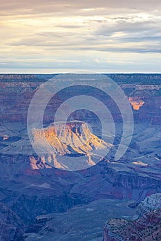 Unted States Travel Destinations. Incredible Grand Canyon Sight in the Very Early Morning photo