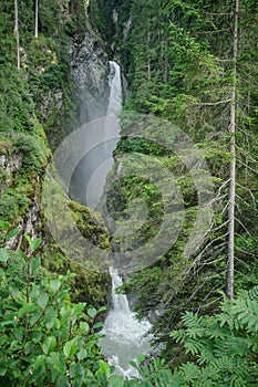 Untersulzbachtal waterfalls in the Alpine forest, Austria