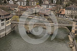 UntertorbrÃÂ¼cke over Aare river and old city of Bern. Switzerland.