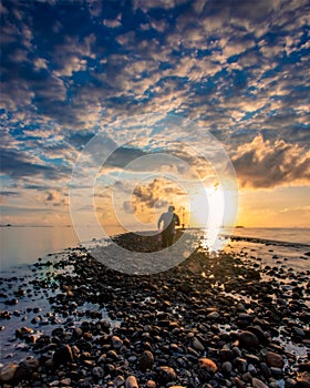 Blue hour at Untia Harbour Makassar photo