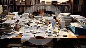 untidy cluttered office