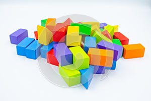 Untidy variety colorful blocks  with white background