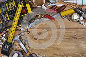 Untidy Workbench - Old Tools - Space for Text photo