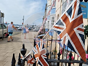 Untied Kingdom flags in Weymouth ,England