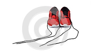 Untied shoelace of sneakers.