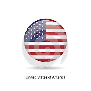 Untied States of America flag - round glossy