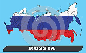 Russia Map and Russia Flag photo