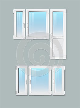 Three-section window with and without a door.