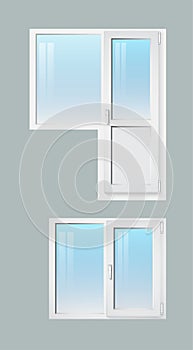 Two-section window with and without a door.