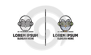 Simple Owl with Headphone Logo Design
