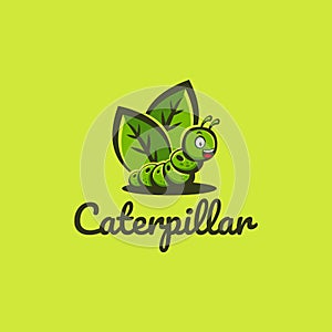 Caterpillar Leaf Nature Ecology Illustration Vector Logo