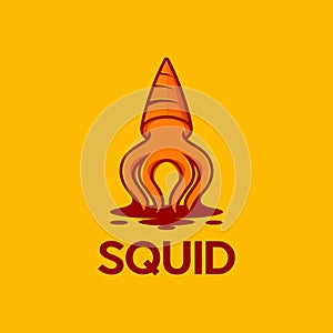 Squid Animal Marine Wildlife Illustration Vector Logo photo