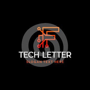 Letter F Circuit Modern Technology Monogram Media Logo
