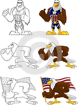 Eagle Bird Cartoon Character. Vector Collection Set photo