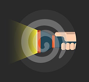 A flashlight to guide on a black background.