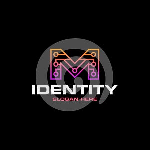 Letter M Circuit Modern Abstract Technology Logo