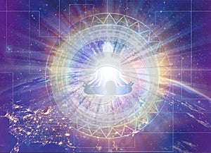 Spiritual love healing earth rainbow grid energy, DNA power activation code, portal, evolution, transformation photo
