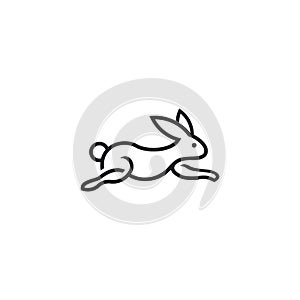 Running rabbit line logo vector illustration