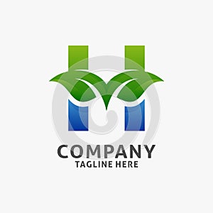 Letter H leaf logo design