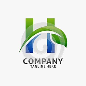 Letter H leaf logo design