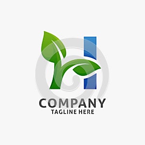 Letter H leaf logo design