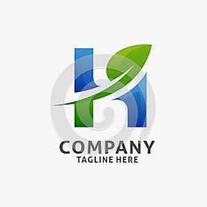 Letter H leaf logo design