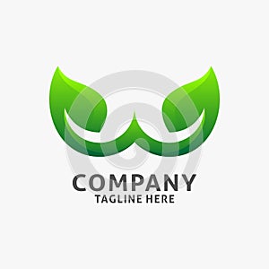 Letter W leaf logo design