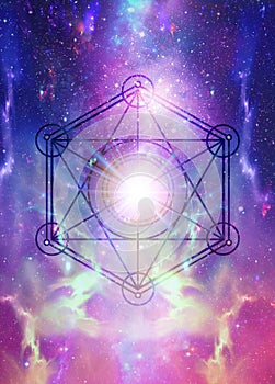 Metatron`s cube symbol, Flower of life, sacred geometry. photo