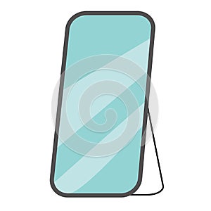 Vector icon rectangular mirror standing round table