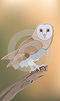 Flat wild owl drawing brown vector
