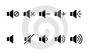Speaker volume icon set in glyph style.