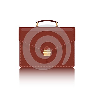 Briefcase with lock icon isolated on white background