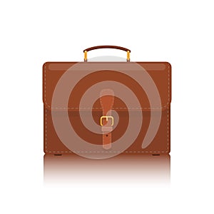 Briefcase with lock icon isolated on white background