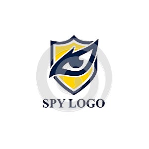 Eagle Eye Under Shield Logo Strong Security Protection Guard Emblem Design