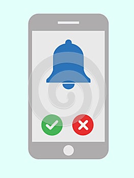 Smartphone Notification Alert with Accept and Decline Buttons â Flat Vector Illustration