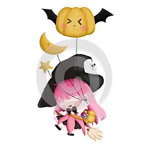 cute chibi witch halloween