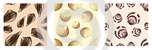 Semirealistic pattern of shell .Hand-drawn shell pattern. Shell isolated pattern for background.