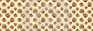 Semirealistic pattern of shell .Hand-drawn shell pattern. Shell isolated pattern for background.