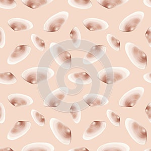 Semirealistic pattern of shell .Hand-drawn shell pattern. Shell isolated pattern for background.