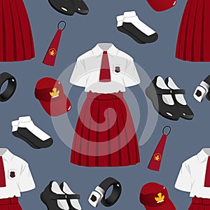 Seamless Pattern of Indonesian Elementary School Uniform