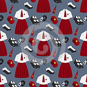 Seamless Pattern of Indonesian Elementary School Uniform