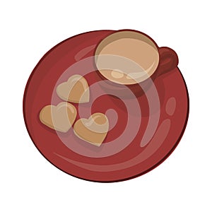 Dark red Cup with Cookies like heart Illustration