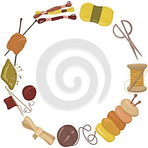 Knitting Frame with Yarn and Sewing Tools
