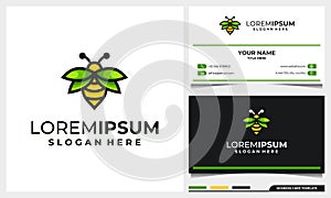 Honey bee logo design with wing leaf concept